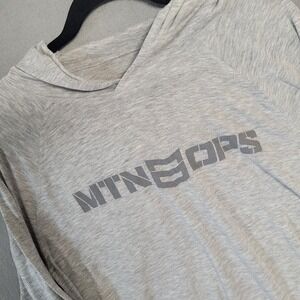MTN OPS Gray Hooded Long Sleeve Graphic Shirt H212 Mens Medium